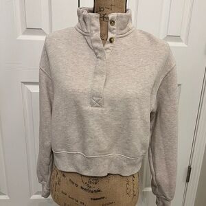 XS American Eagle Women's Oatmeal Pullover Button-Up Top
